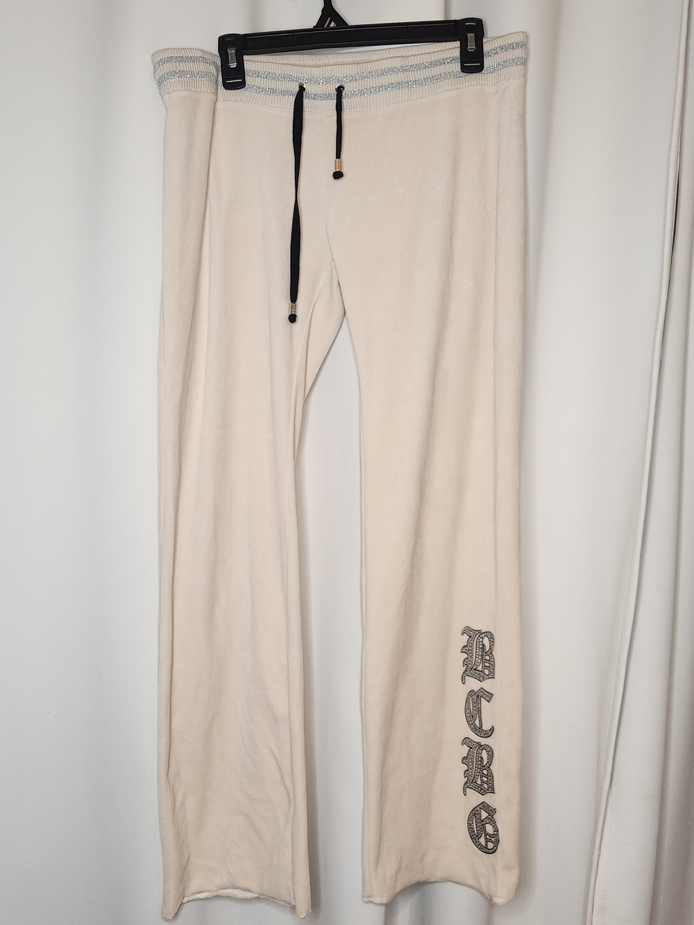 BCBGMaxAzria Cream Lounge Joggers with Logo Trim